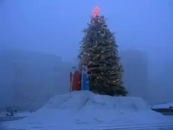 Новогодняя ёлка в Якутске, температура -46