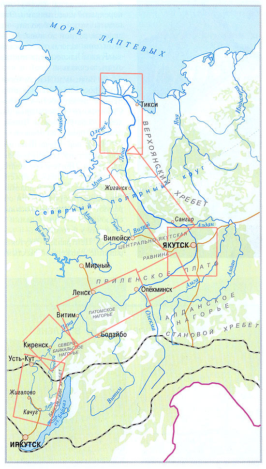 Карта реки Лена