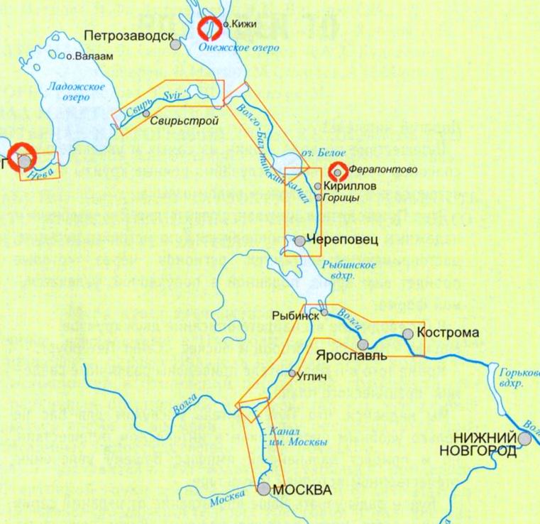 Карты из путеводителя «Речные Круизы» 2002 года